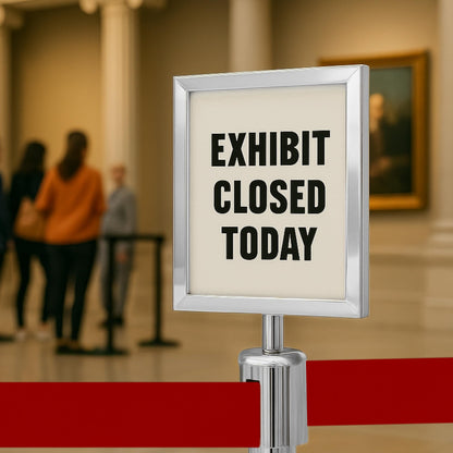Silver Vertical Stanchion Sign Holders — 4 Pack