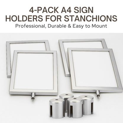 Silver Vertical Stanchion Sign Holders — 4 Pack