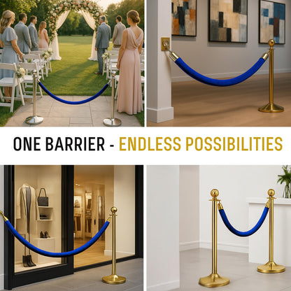 VIP Velvet Rope 6.5 ft with Gold & Silver Snap Ends
