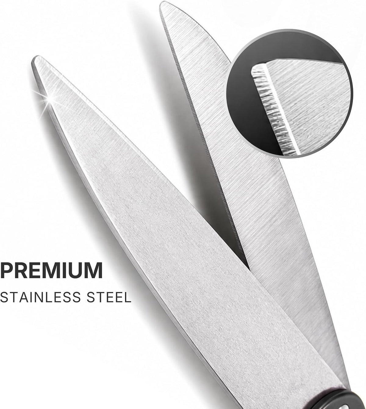 Stainless steel blades of the 20 inch black scissors