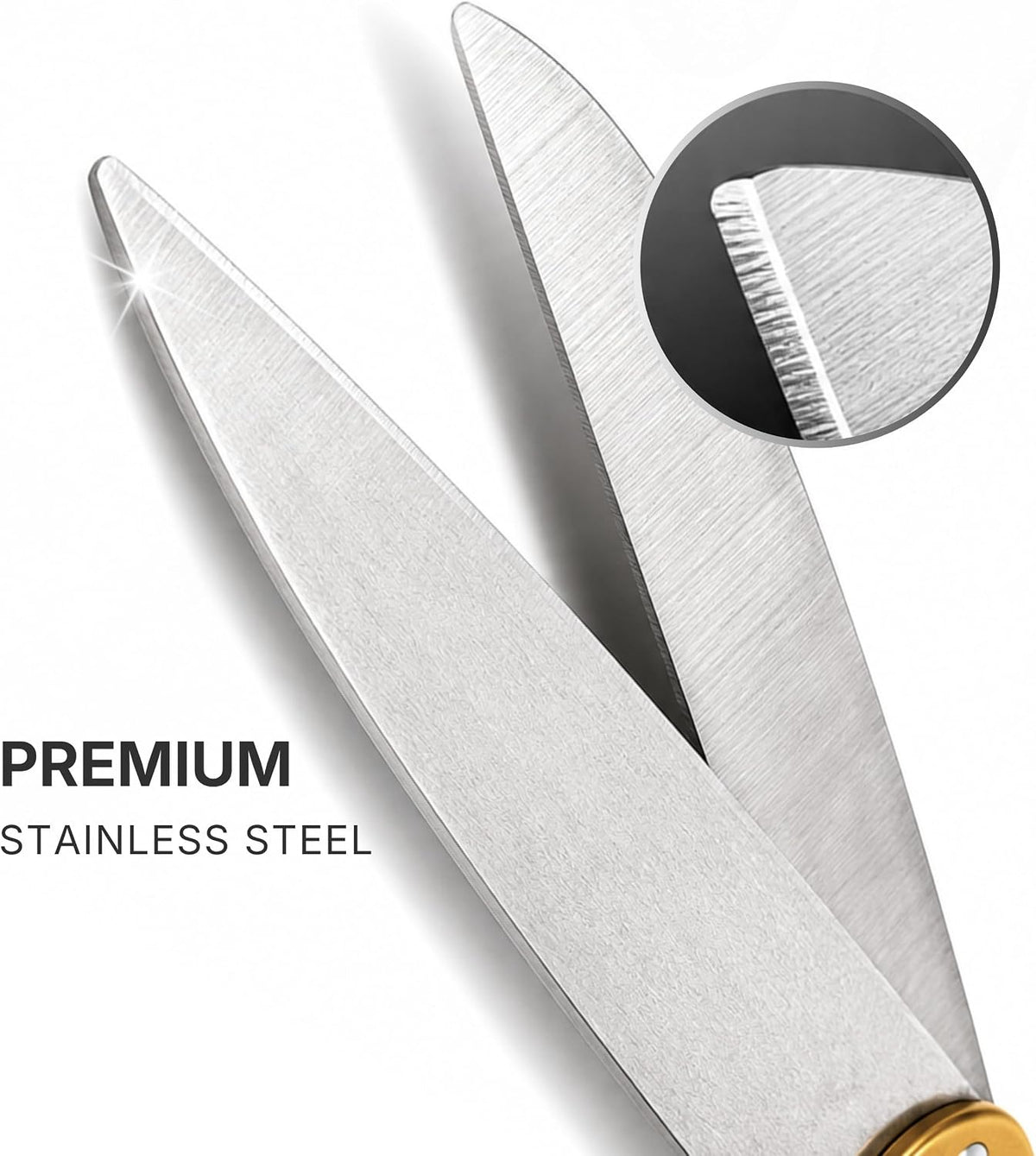 Stainless steel blades of the 20 inch gold scissors