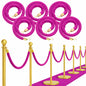 Six coiled hot pink velvet ropes with gold hooks for VIP event stanchions