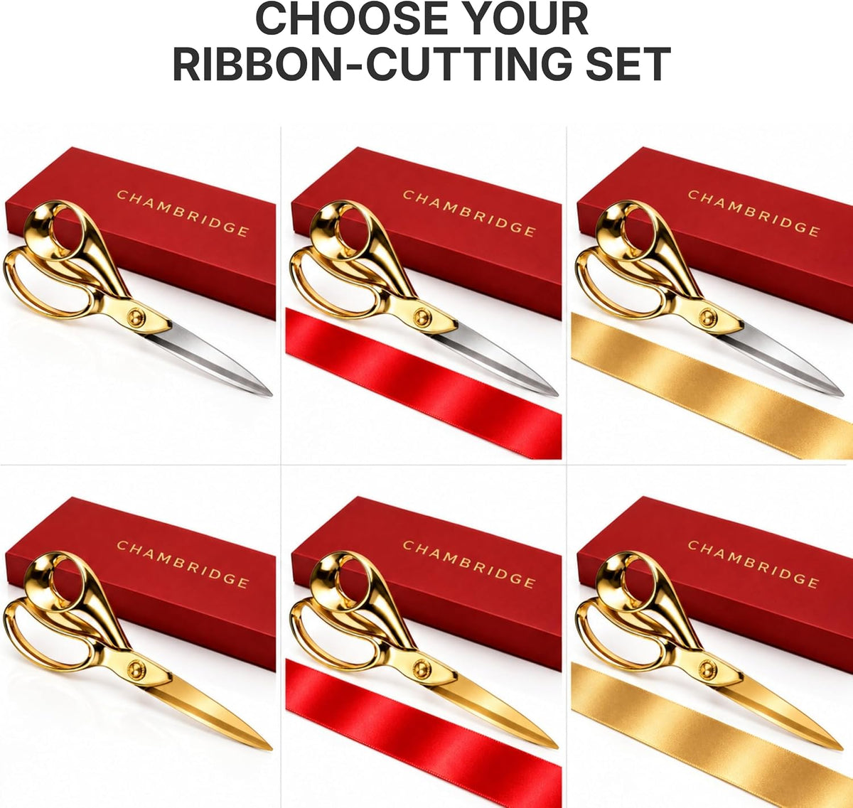 Gold ribbon cutting scissors at an event