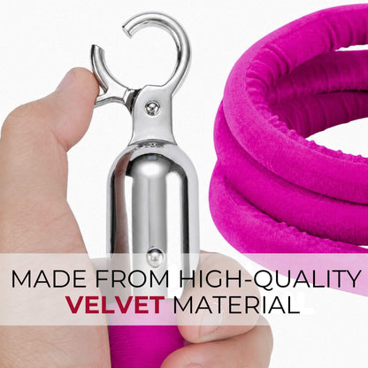 4-Piece Colored Velvet Rope Set — 5 ft