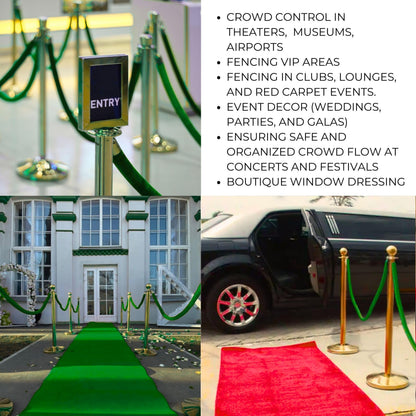 4-Piece Colored Velvet Rope Set — 5 ft
