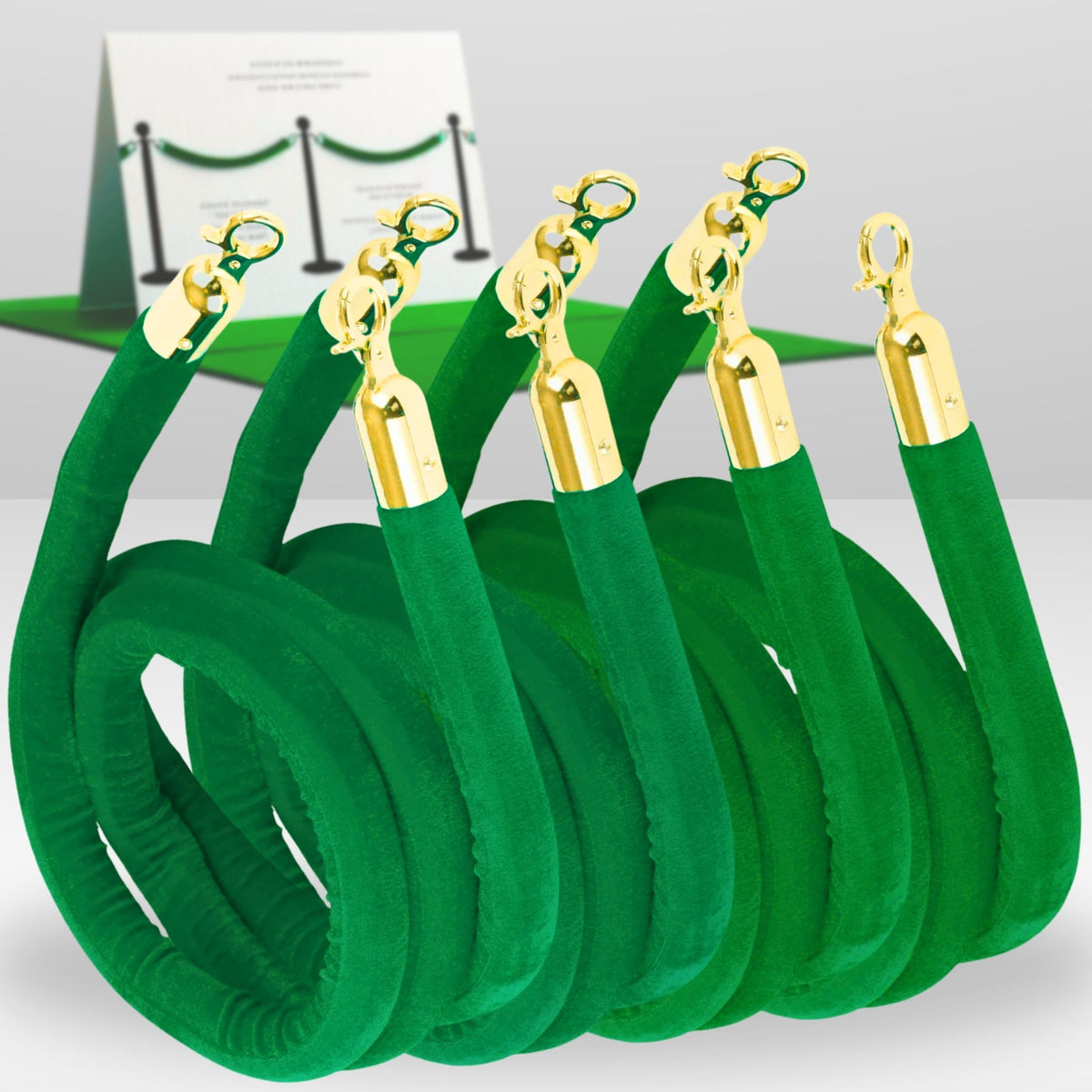 4-Piece Colored Velvet Rope Set — 5 ft