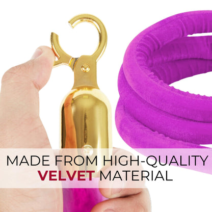 4-Piece Colored Velvet Rope Set — 5 ft