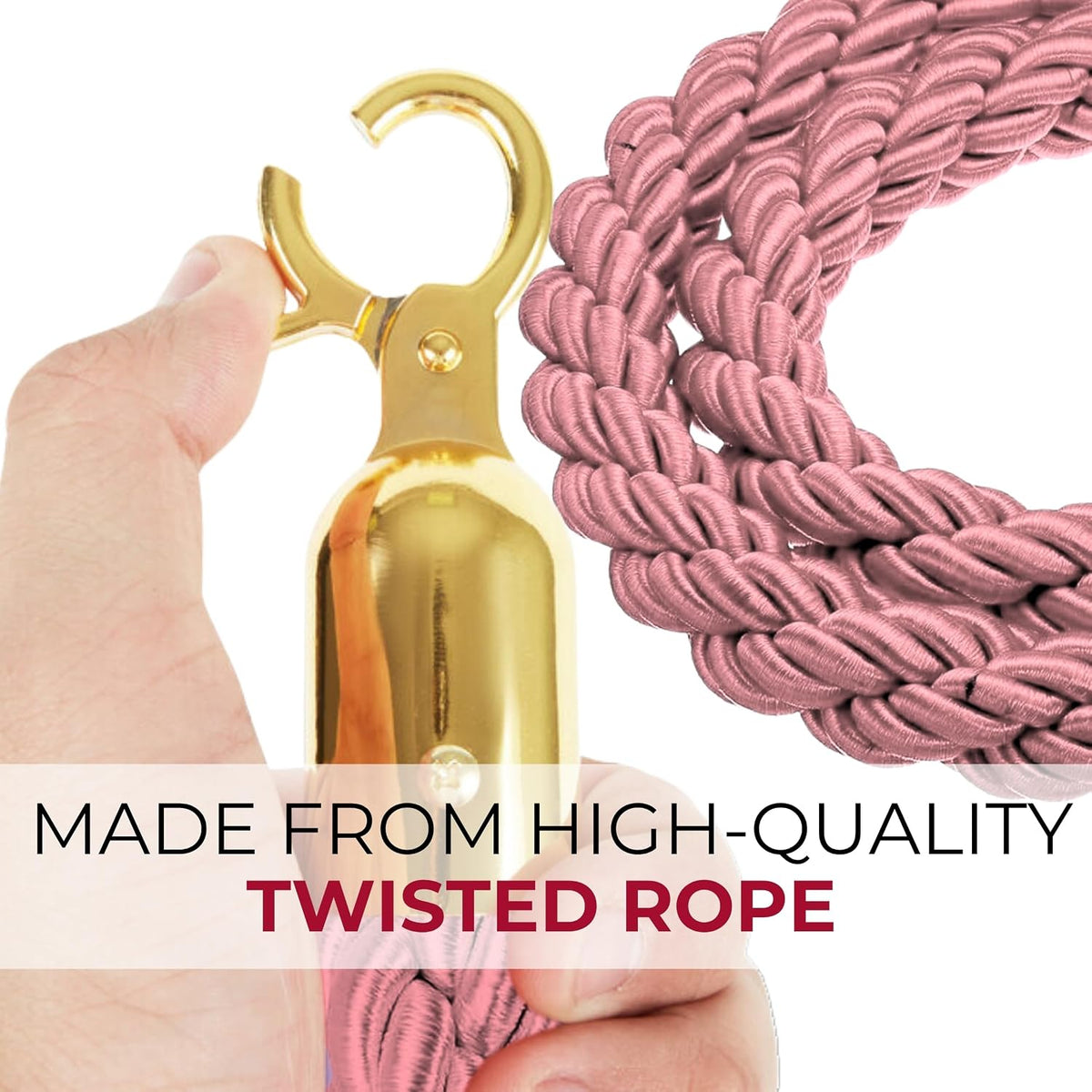 Four braided pink ropes set up as a VIP line