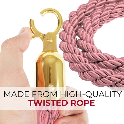 Four braided pink ropes set up as a VIP line