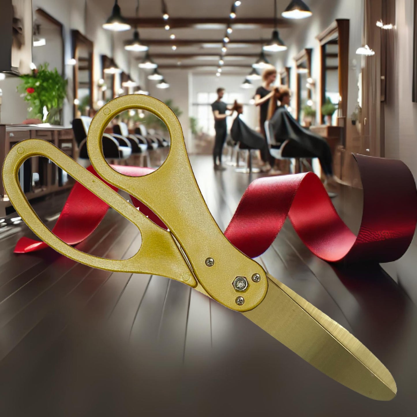 Ceremonial gold scissors with gold blades for ribbon cutting