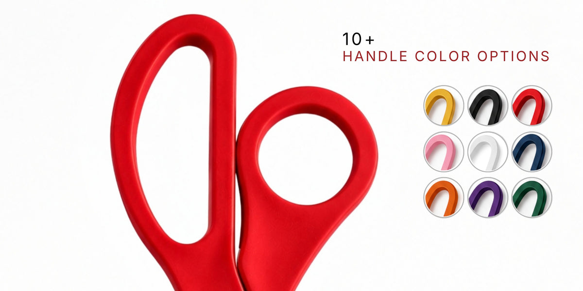 10+ handle color options: ceremonial scissors in gold, black, red, pink, white, navy, orange, purple and green